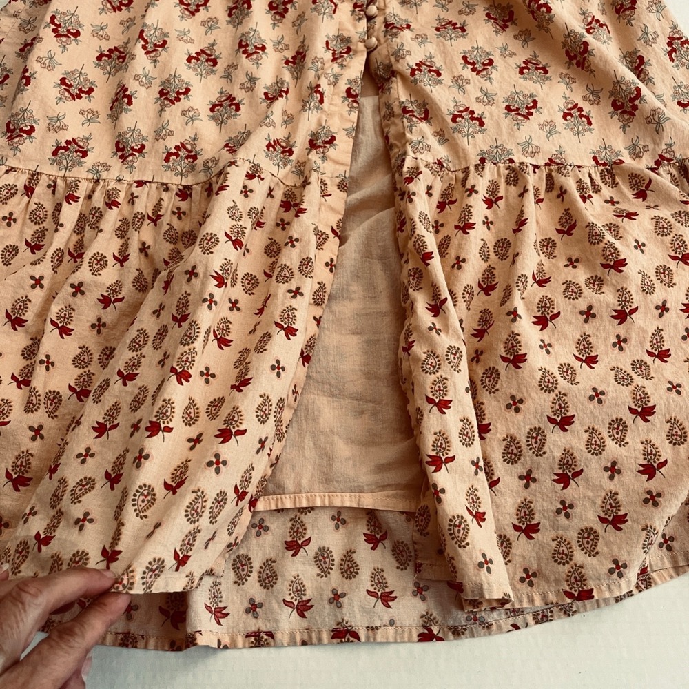 Patrons of Peace Floral Maxi Skirt XS Tiered Front Slit Pockets Boho Cottage. - Picture 6 of 10